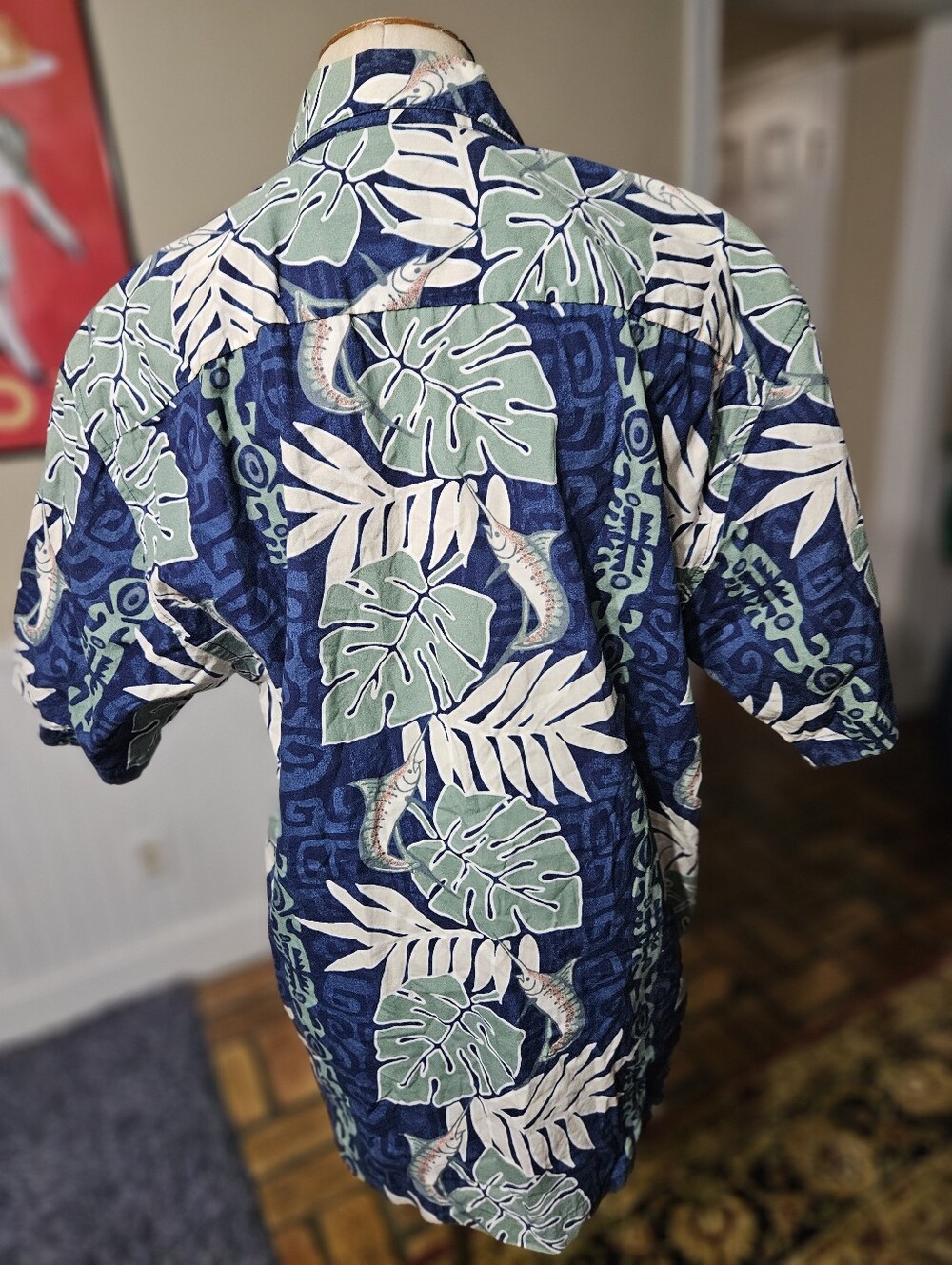 VTG 90s Aftco Hawaiian Shirt Medium - Picture 3 of 4